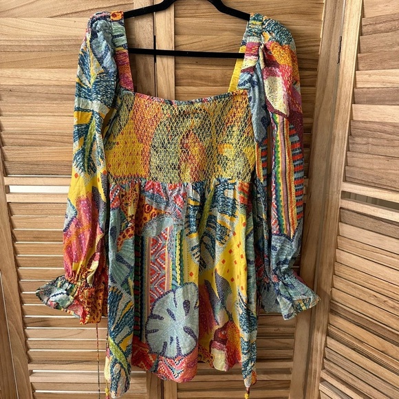 Farm Rio Summer Tapestry Square Neck Mini Dress Size M - Picture 7 of 7